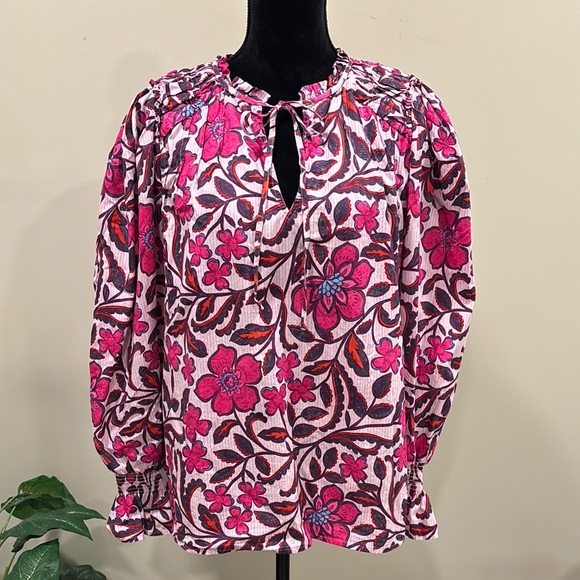 SugarLips Berry Pink Floral Boho Top with Ties - Picture 1 of 9